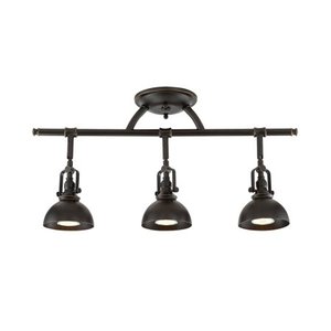 lot 42532 image: Kira Home Broadway 23 3-Light Industrial Directional WallCeiling Track Light, Bronze Finish
