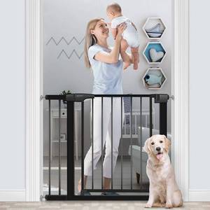 lot 42548 image: RONBEI Baby Gate for Stairs and Doorways, 35- 37.8 29.53- 32.28 Auto Close Indoor Child Gates for KidsDogs, Easy Walk Thru Safety Gate with 5.5 Extension,4 Mounting Kit, 1 Wrench-Black