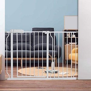 lot 42551 image: Fairy Baby Easy Step Safety Gates for Doorways Extra Wide Pet Gate for Dogs, 43.5 Inch to 48 Inch with Pressure Mounted Extention Kit, White