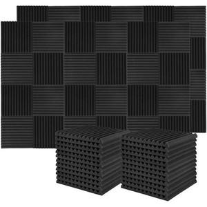 lot 42561 image: Donner 50-Pack Acoustic Foam Panels Wedges, Fireproof Soundproofing Foam Noise Cancelling Foam for Studios, Recording Studios, Offices, Home Studios