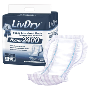 lot 47934 image: LivDry Unisex Incontinence Pad Insert Super Absorbent  Odor Control (Hyper 2400, 18-Pack)