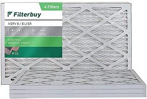 lot 2557 image: FilterBuy 20x30x1 Air Filter MERV 8, Pleated HVAC AC Furnace Filters (4-Pack, Silver)