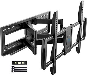 lot 2566 image: PERLESMITH TV Wall Mount Bracket Full Motion - Fits 16, 18 or 24 Studs - for Most 50-90 Inch Flat Curved LED LCD OLED 4K TVs up to 132lbs Max VESA 800x400mm, 23.62 Extension - PSXFK1