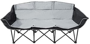 lot 2567 image: GoTEAM 3 Seat Portable Folding BenchCouch - BlackGray