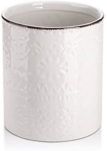 lot 2570 image: LIFVER Kitchen Utensil Holder��for Countertop, Ceramic Utensils Crock (7.2 inches, White)