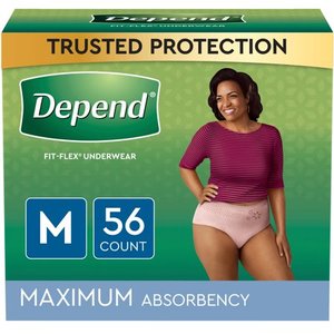 lot 2571 image: Depend Fit-Flex Womens Maximum Incontinence Underwear, M, Light Pink, 56 Count
