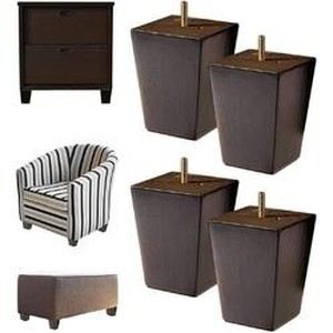 lot 2573 image: The Blue Cactus Company Wood Furniture Legs 5 inch - Sofa Legs Set of 4 Square Couch Legs - Espresso Tapered Feet Replacement for Legs for Furniture