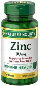 lot 2577 image: Natures Bounty Zinc 50 mg, Supports Immune System Caplets, 100 Ct
