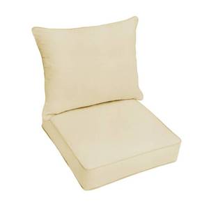lot 40423 image: Sunbrella Indoor Outdoor Deep Seating Cushion and Pillow Set - Antique Beige