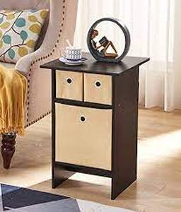 lot 7351 image: EHF Nightstand Side Table w Storage Bins