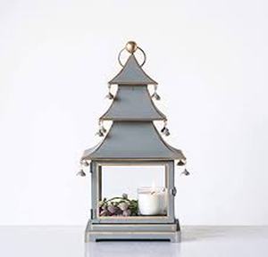 lot 7453 image: Creative Co Op Glass &amp Metal Pagoda Lantern