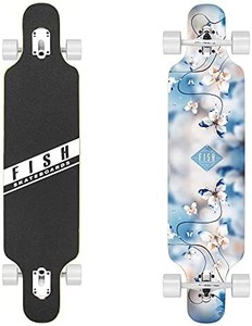 lot 2003 image: FISH SKATEBOARDS 41-Inch Downhill Longboard Skateboard Through Deck 8 Ply Canadian Maple, Complete Cruiser, Free-Style