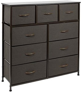 lot 2015 image: Sorbus Dresser with 9 Drawers - Furniture Storage Chest Tower Unit for Bedroom, Hallway, Closet, Office Organization - Steel Frame, Wood Top, Easy Pull Fabric Bins