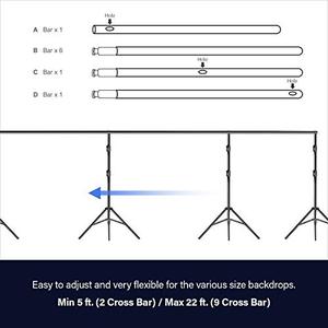 lot 2021 image: LimoStudio, Max 20 ft Wide Backdrop Support Stand, Adjustable Width Height and Length Photo Background System