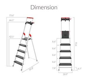 lot 2034 image: Hailo 0850-527 L100 Pro, 5-Ft Folding Lightweight Aluminum Step Platform Ladder, Black