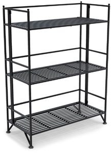 lot 2043 image: Convenience Concepts Xtra Storage 3 Tier Wide Folding Metal Shelf, Black
