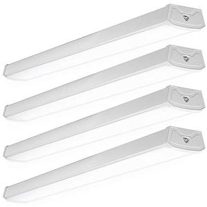 lot 2045 image: Sunco Lighting 4 Pack Wraparound LED Shop Light, 4 FT, Linkable, 40W300W, 3500 LM, 5000K Daylight, Integrated LED, Direct Wire, Flush Mount Fixture, Utility Light, Garage- ETL, Energy Star
