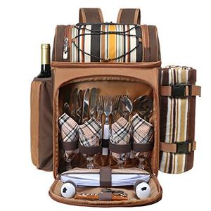 lot 2049 image: Hap Tim Picnic Backpack Cooler for 4 Person with Insulated Leakproof Cooler Bag, Wine Holder, Fleece Blanket, Cutlery Set,Perfect for Beach, Day Travel, Hiking, Camping, BBQs, Family and Lovers Gifts