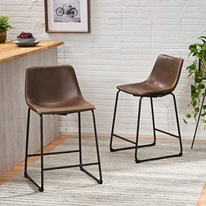 lot 2055 image: Pair- 2 Christopher Knight Home Charlie Vintage Brown Counter Stool- Cool and Retro