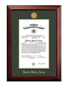 lot 2061 image: Patriot Frames Army Certificate Frame Gold Medallion (11x14)