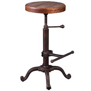 lot 2075 image: Topower Industrial Retro Vintage Farm Wooden Tractor Stool Kitchen Swivel Height Adjustable bar Stool (Copper)