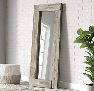 lot 2089 image: Barnyard Designs Long Decorative Wall Mirror 58 X 24 Rustic Wood Frame