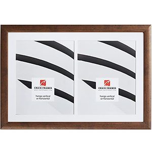 lot 2093 image: Craig Frames 12 x 18 Inch Rustic Copper Picture Frame, Single White Collage Mat with 2, 8 x10 Inch Openings