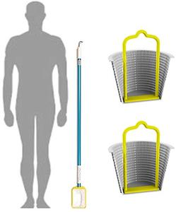 lot 2097 image: Pool Skimmer NET with Pole and Hook for Pool Skimmers  2 Skimmer Basket Handles IncludedClean Pool, Hot Tub & SPA with Lightweight PoleSkimmer NETSkimmer Basket NOT Included