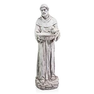 lot 2026 image: Alpine Corporation QFC106 Saint Francis Birdbath Outdoor Garden, Patio, Deck, Porch-Yard Art Decoration, 45-Inch Tall, Gray