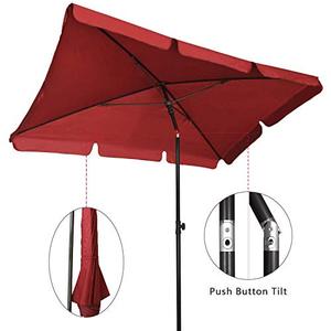 lot 2123 image: AMMSUN 7ft  4.6ft Rectangular Patio Umbrella Outdoor Market Table Umbrella Steel Pole and Ribs Push Button Tilt - Maroon