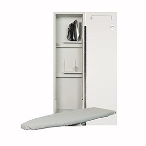 lot 2129 image: Iron-A-Way Built-In Ironing Center with 42 Inch Swiveling Ironing Board, Hot Iron Storage and Flat White Door-ANE42FWU