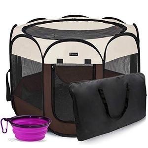 lot 2167 image: HEPEENG Portable Foldable Pet Playpen and Puppy playpen Pet Tent with Carrying Case Collapsible Travel Bowl IndoorOutdoor Use with Water Resistant and Removable Shade Cover for DogCatRabbitPet