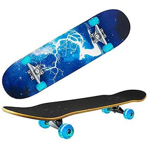 lot 2169 image: Skateboards for Beginners Kids Teens Adults with Light Up Wheels,31x 8 Complete Standard Fortnite Skateboard for Boys Girls,9 Layer Maple Double Kick Deck Cruiser Skateboard for Sports & Outdoors