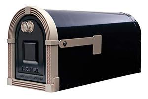lot 2194 image: Gibraltar Mailboxes BM16BSN1 Brunswick Post Mount Mailbox, Large, Black and Satin Nickel