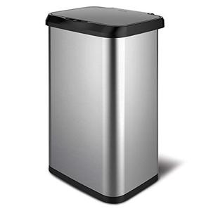 lot 2201 image: Glad Stainless Steel Trash Can with Clorox Odor Protection  Touchless Metal Kitchen Garbage Bin with Soft Close Lid and Waste Bag Roll Holder, 20 Gallon, Motion Sensor A Couple Small Dents