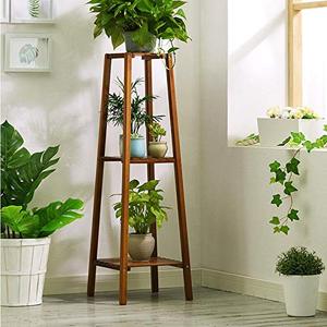 lot 2204 image: Magshion Bamboo Tall Plant Stand Pot Holder Small Space Table (3 Tier)
