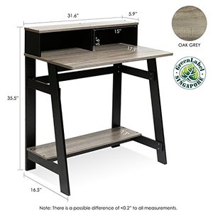 lot 2210 image: Furinno Simplistic A Frame Computer Desk, BlackFrench Oak Grey