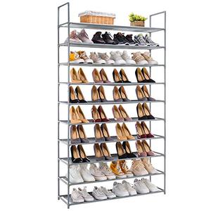 lot 2218 image: APICIZON 10 Tiers Shoe Rack, 50 Pairs Shoe Storage Organizer Shelves for Closet  Entryway  Garage, Space Saving Shoe Shelf, Stackable Freestanding for Room Organization, Grey