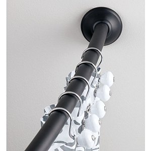 lot 2222 image: iDesign Curved Metal Shower Curtain Rod, Adjustable Customizable Curtain Rod for Bathtub, Stall, Closet, Doorway, 41-72 Inches, Matte Black,79077