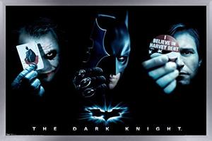 lot 2231 image: Trends International DC Comics Movie - The Dark Knight - The Joker, Batman, Harvey Dent Wall Poster, 22.375 x 34, Silver Framed Version