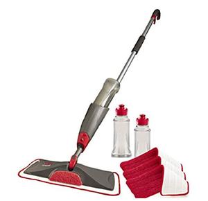 lot 2233 image: Rubbermaid Reveal Spray Microfiber Floor Mop Cleaning Kit for Laminate & Hardwood Floors, Spray Mop with Reusable Washable Pads, Commercial Mop