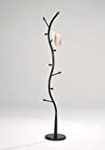 lot 2258 image: Black Metal Walnut Wood Hall Tree Coat Hat Rack