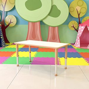 lot 2270 image: Flash Furniture 23.625W x 47.25L Rectangular Natural Plastic Height Adjustable Activity Table
