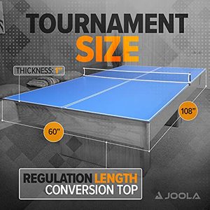 lot 2276 image: Damaged - JOOLA Tetra - 4 Piece Ping Pong Table Top for Pool Table - Includes Ping Pong Net Set - Full Size Table Tennis Conversion Top for Billiard Tables - Easy Assembly & Compact Storage - Incl. Foam Backing