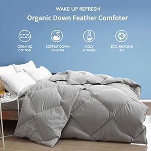 lot 2301 image: Dafinner Gray Goose Down Feather Comforter Queen - Cotton Diamond Lattice Quilted with Corner Tabs, 55oz Medium Warm All Season Duvet Insert or Stand-Alone Comforter(90x90, Cloud Grey)