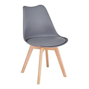 lot 2320 image: CangLong Mid Century Modern DSW Side Wood Legs Dining-Chairs, Pack of 1, Grey