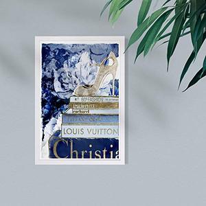 lot 2336 image: Damaged - Wynwood Studio Fashion and Glam Framed Wall Art Prints Whats On My Mind Navy Custom Home Dcor, 13 x 19, Blue, Gold