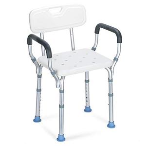 lot 2339 image: OasisSpace Heavy Duty Shower Chair with Back - Bathtub Chair with Arms for Handicap, Disabled, Seniors & Elderly - Adjustable Medical Bath Seat Handles - Non Slip Tub Safety