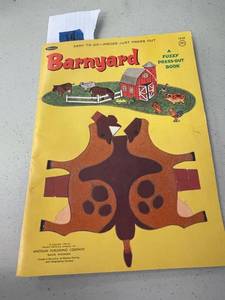 lot 14 image: Whitman fuzzy press out barnyard activity book, 1966 complete