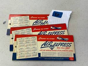 lot 20 image: Air express railway ink blotter cards, (3). 1943-1944